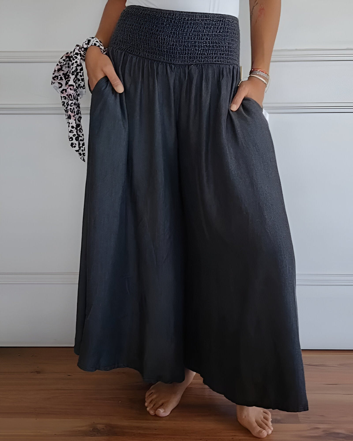 JULIE | PANTALON LARGE POUR FEMME AVEC TAILLE SMOCKÉE