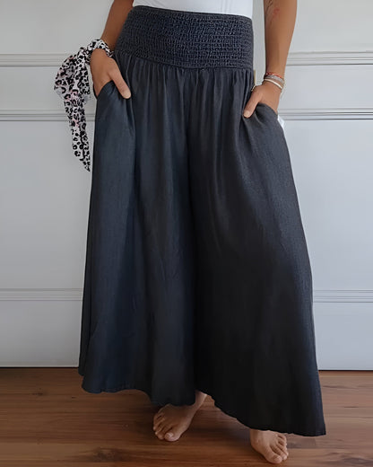 JULIE | PANTALON LARGE POUR FEMME AVEC TAILLE SMOCKÉE
