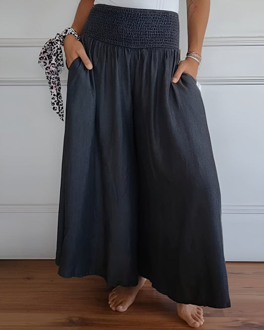 JULIE | PANTALON LARGE POUR FEMME AVEC TAILLE SMOCKÉE
