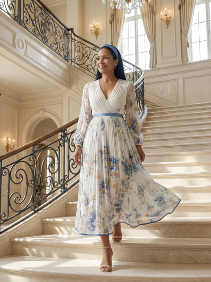 LUCIE | ROBE MIDI PLISSÉE À ENVELOPPE RIELLE