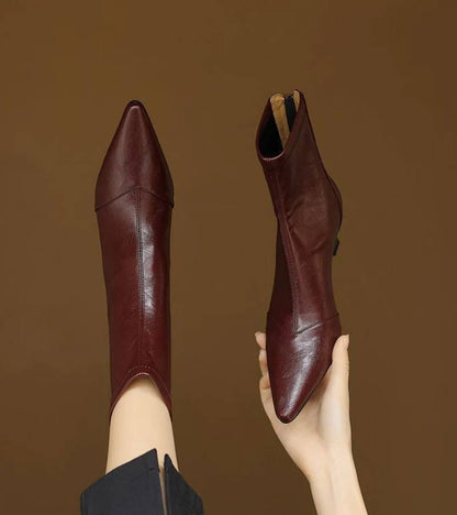 CAROLINE | BOTTINES EN CUIR À TALON ÉLÉGANT