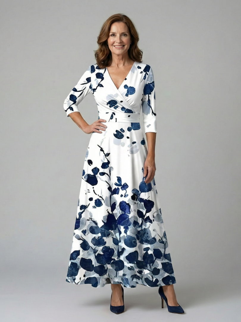 LAURA | ROBE MIDI CROISÉE À COL CELINE