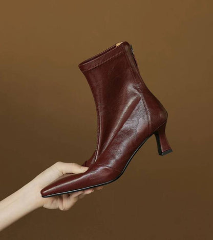 CAROLINE | BOTTINES EN CUIR À TALON ÉLÉGANT