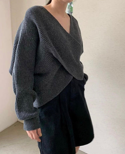 FABIENNE | PULL EN TRICOT CROISÉ CHIC