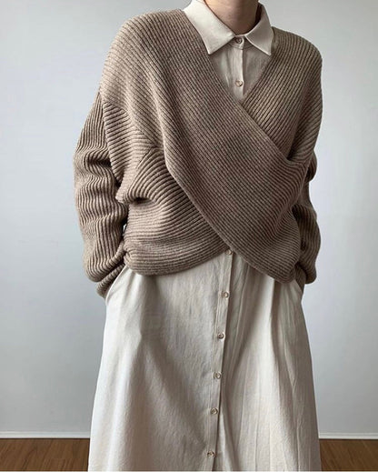 FABIENNE | PULL EN TRICOT CROISÉ CHIC