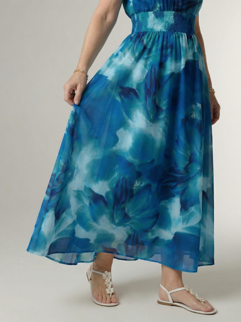 EVA | ROBE MIDI À ENCOLURE HALTER FRONCÉE SYLIN
