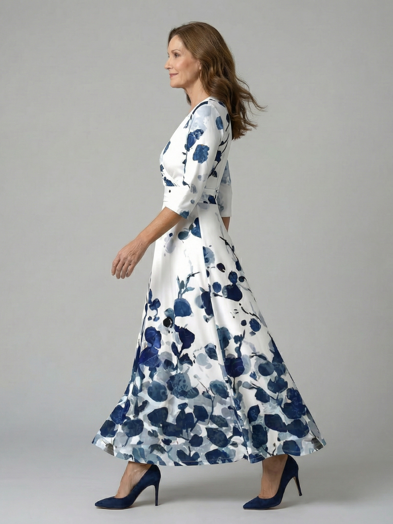 LAURA | ROBE MIDI CROISÉE À COL CELINE