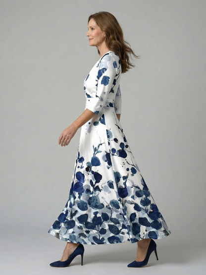 LAURA | ROBE MIDI CROISÉE À COL CELINE