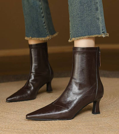 CAROLINE | BOTTINES EN CUIR À TALON ÉLÉGANT