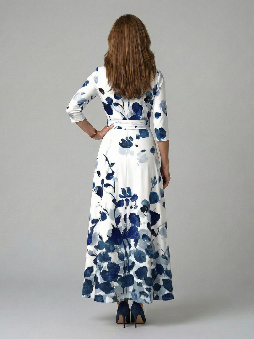 LAURA | ROBE MIDI CROISÉE À COL CELINE