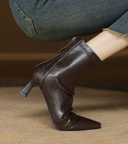 CAROLINE | BOTTINES EN CUIR À TALON ÉLÉGANT