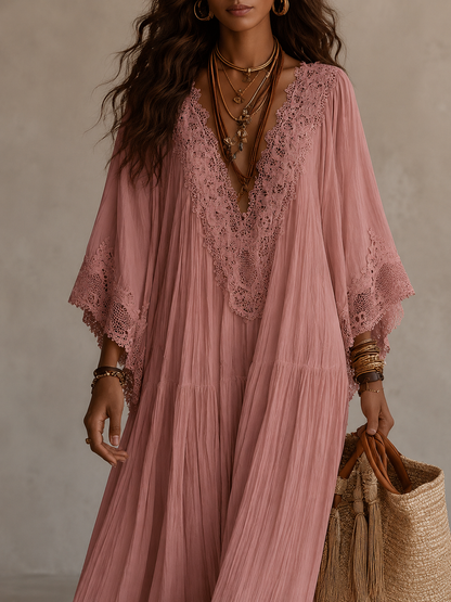 CORALIE | ROBE LONGUE EN CHIFFON IVOIRE ET DENTELLE