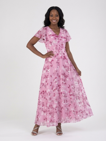 FRANÇOISE | ROBE MAXI EN CHIFFON FLORAL ISMERIA