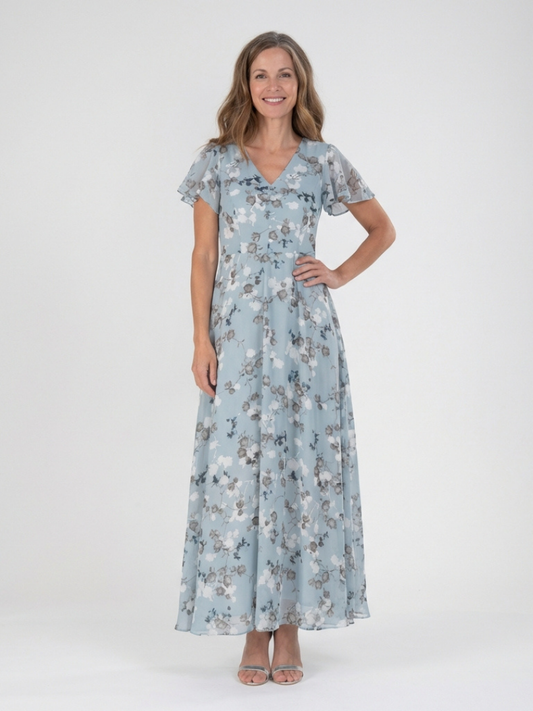 FRANÇOISE | ROBE MAXI EN CHIFFON FLORAL ISMERIA