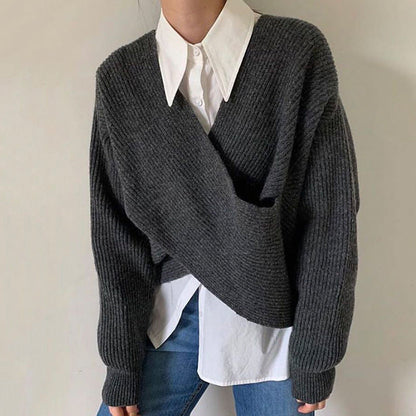 FABIENNE | PULL EN TRICOT CROISÉ CHIC