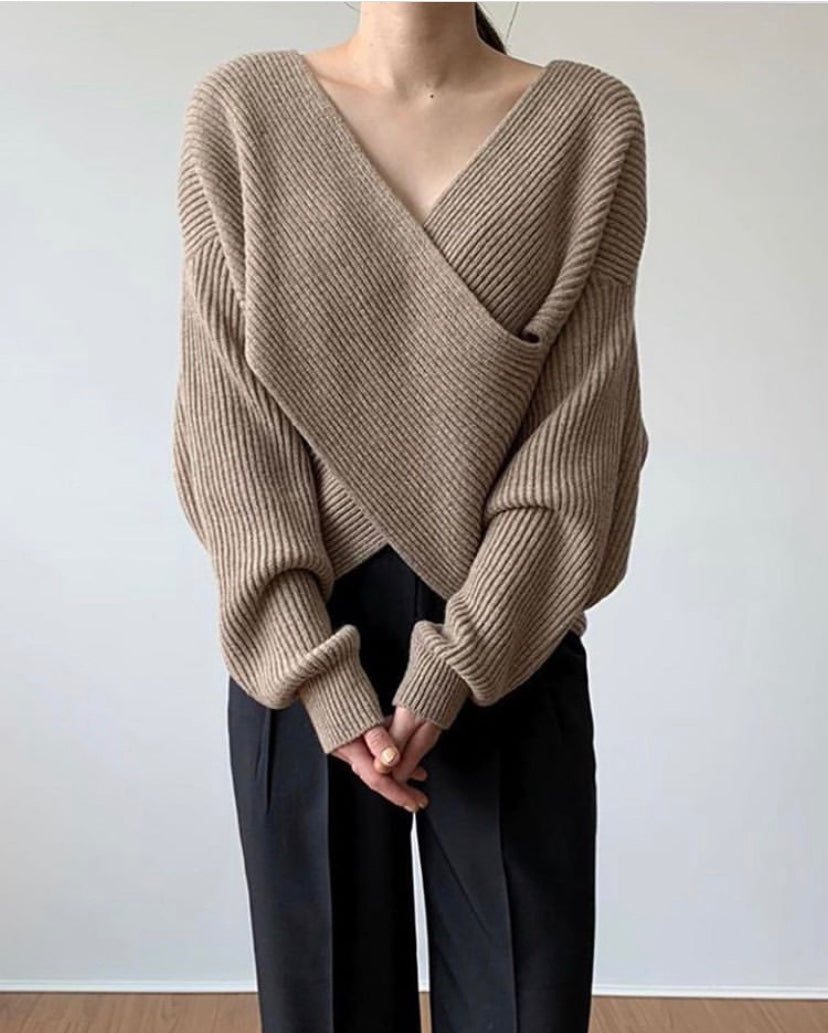 FABIENNE | PULL EN TRICOT CROISÉ CHIC