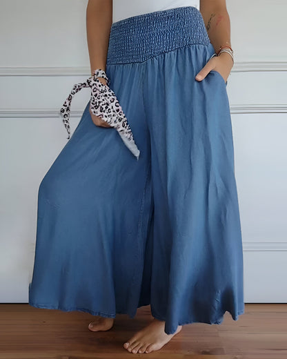 JULIE | PANTALON LARGE POUR FEMME AVEC TAILLE SMOCKÉE