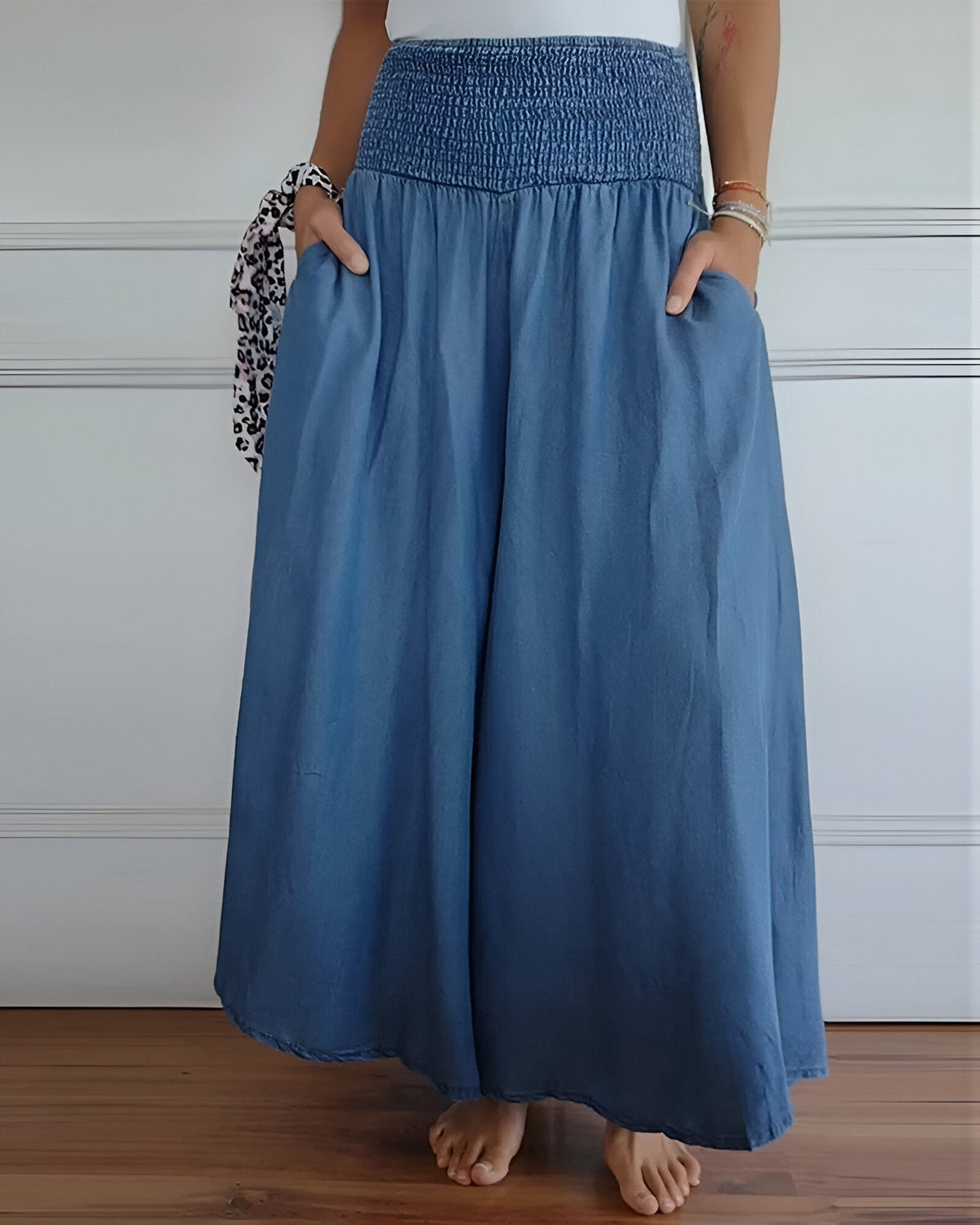 JULIE | PANTALON LARGE POUR FEMME AVEC TAILLE SMOCKÉE