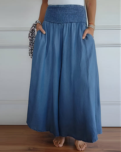 JULIE | PANTALON LARGE POUR FEMME AVEC TAILLE SMOCKÉE