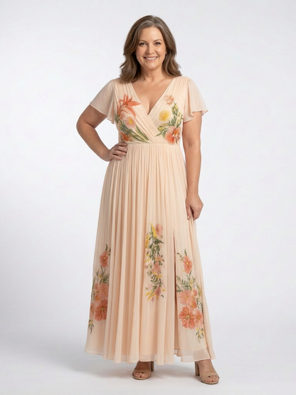 INÈS | ROBE MAXI FLORALE PLISSÉE CALISTA