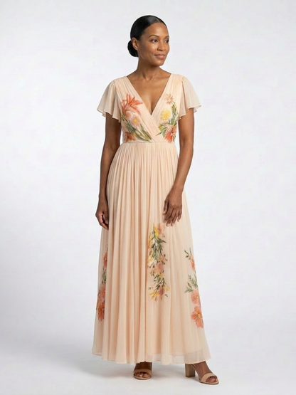 INÈS | ROBE MAXI FLORALE PLISSÉE CALISTA