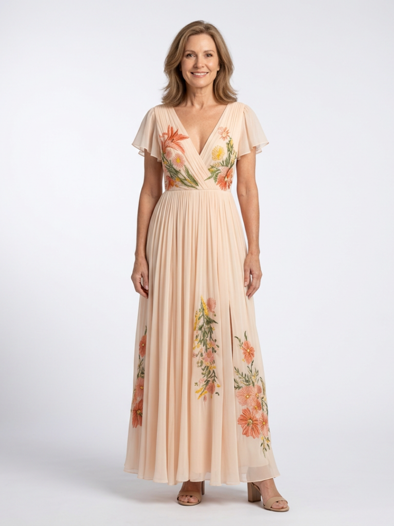INÈS | ROBE MAXI FLORALE PLISSÉE CALISTA