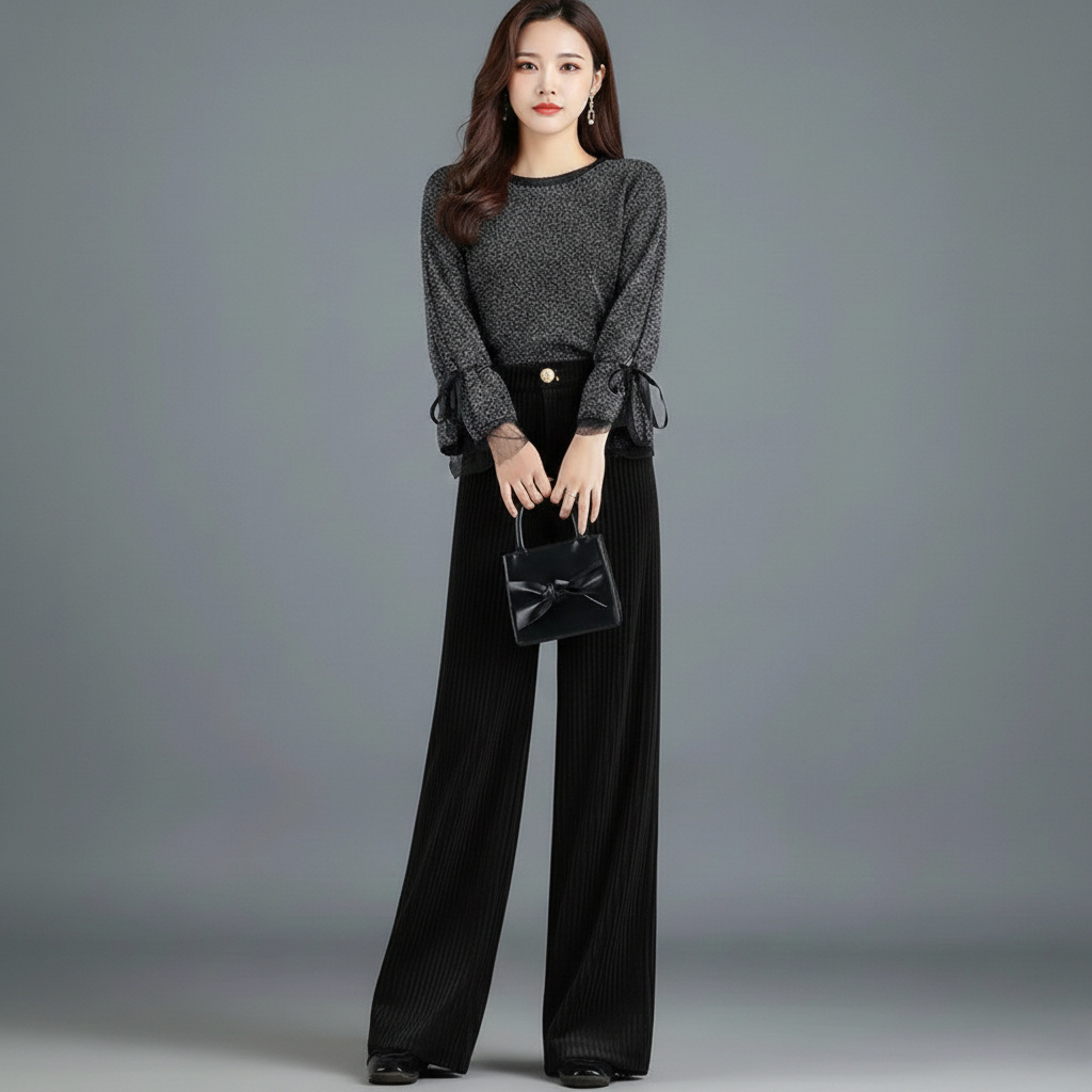 SOPHIE | PANTALON EN VELOURS TRICOTÉ TAILLE HAUTE POUR FEMME