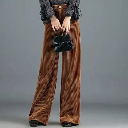 SOPHIE | PANTALON EN VELOURS TRICOTÉ TAILLE HAUTE POUR FEMME