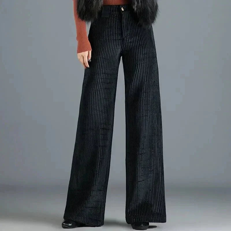 SOPHIE | PANTALON EN VELOURS TRICOTÉ TAILLE HAUTE POUR FEMME