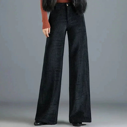 SOPHIE | PANTALON EN VELOURS TRICOTÉ TAILLE HAUTE POUR FEMME